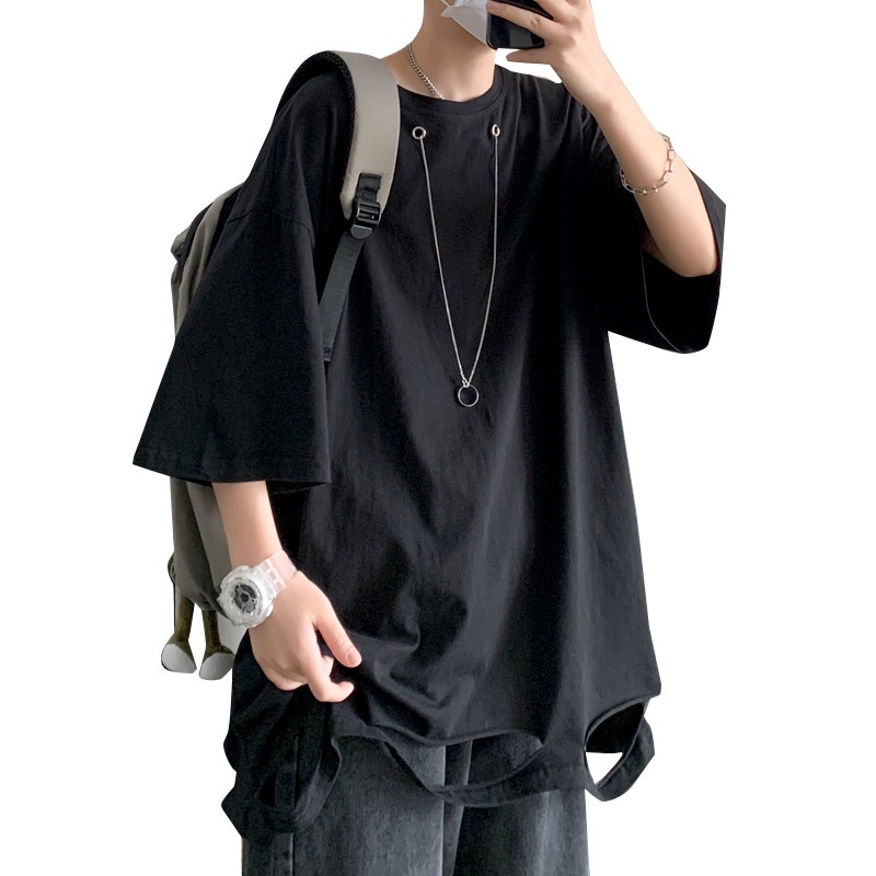 Áo Thun Nam Tay Lửng Dáng Rộng Phong Cách Hip Hop Hàn Quốc