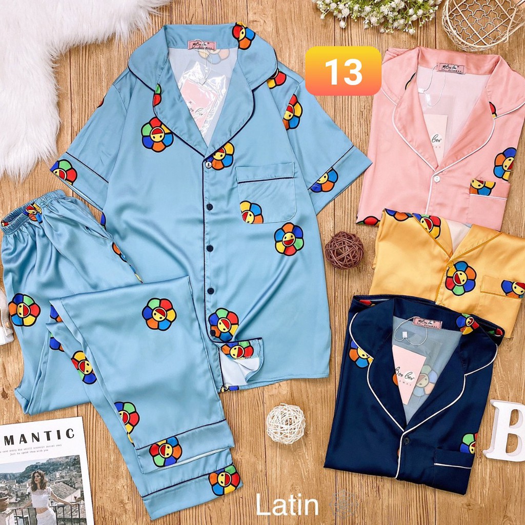[40-60kg] Đồ ngủ pijama lụa, chất LỤA SATIN CAO CẤP, kiểu tay ngắn quần dài, chất vải đẹp, mát, ít nhăn, không xù | BigBuy360 - bigbuy360.vn