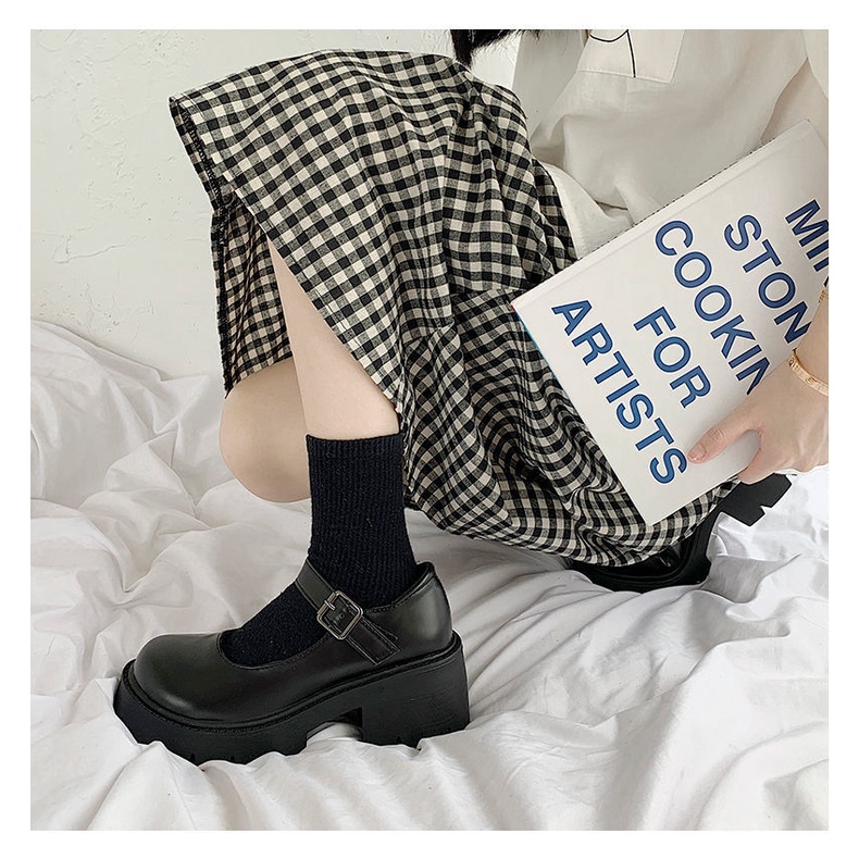 Giày Búp Bê Mũi Tròn Bằng Da Mềm Dày Dặn Phong Cách Mary Jane Nhật Bản Thời Trang Mùa Hè Dành Cho Nữ