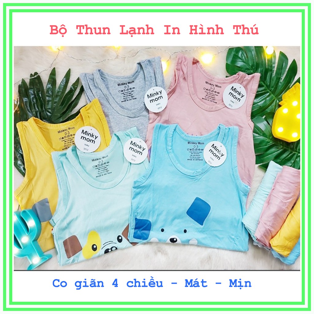 Bộ ba lỗ vải thun lạnh cho bé In Hình Thú Cực Yêu quần áo trẻ em cho bé trai/gái sơ sinh từ 4-15kg hàng đẹp – BCT10