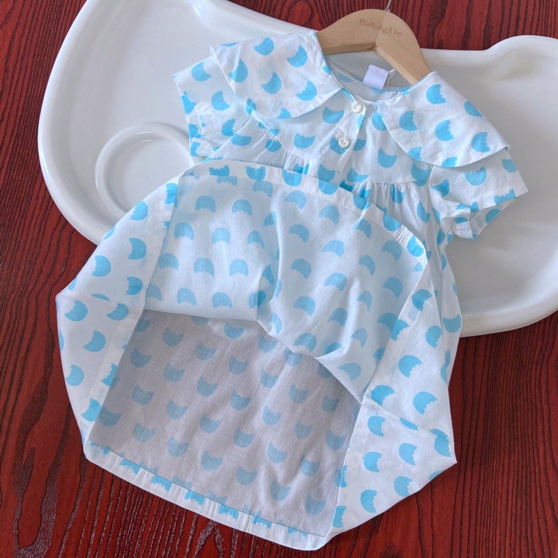 Váy bé gái 1.5-7 tuổiVáy cộc tay giản dị cotton cao cấp xuất dư 0421