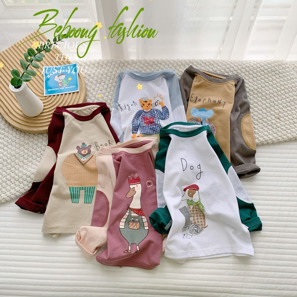 Áo thun cotton MỎNG MẶC MÙA THU bé trai bé gái, chất liệu cotton mỏng dư xịn mềm mại, bảng màu vintage cực sang-PituPi