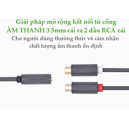 Cáp Chuyển Đổi Jack 3.5mm Âm sang 2 Đầu RCA Âm Ugreen 10562 - Hàng Chính Hãng