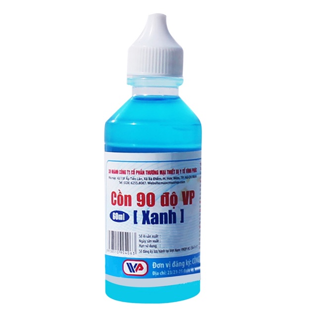 Cồn 90 độ Vĩnh Phúc chai nhỏ rửa vết thương, sát khuẩn, nướng mực - Chai 50ml