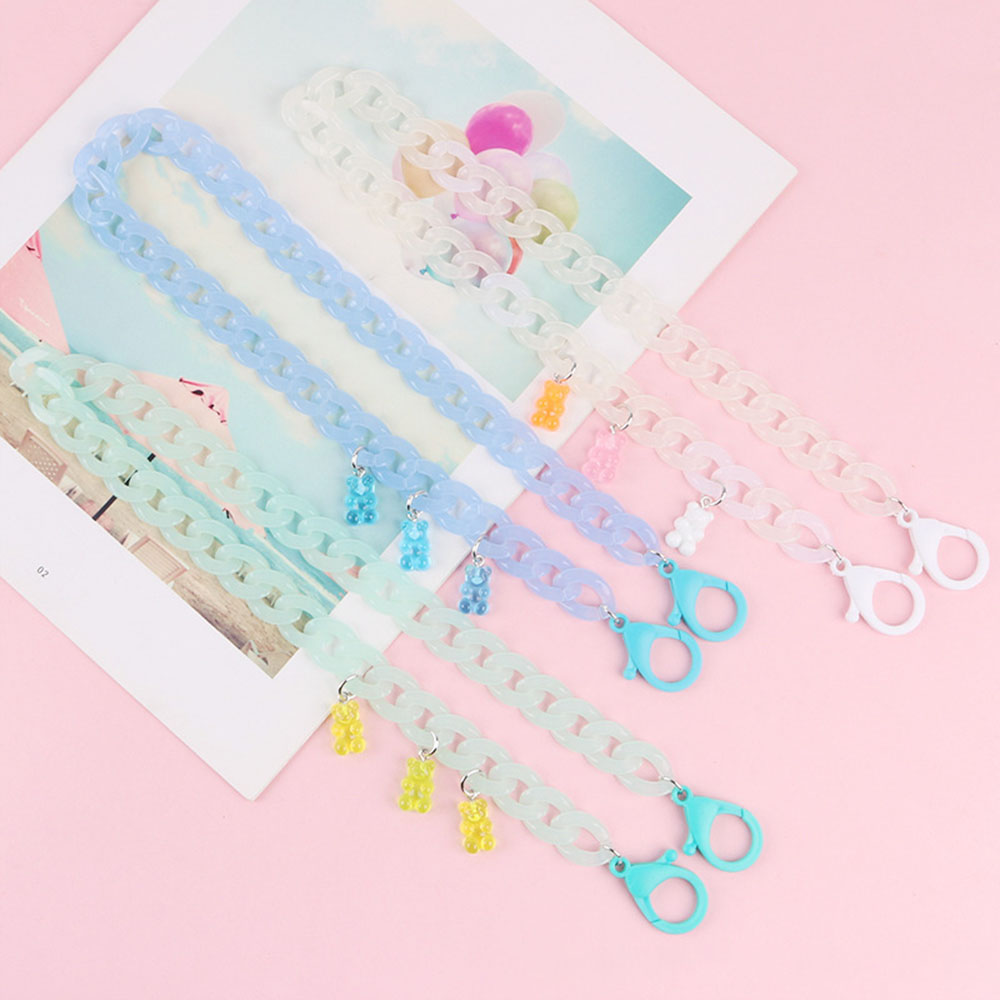 【sweet】children fashion acrylic candy color bear pendant Anti-lost hanging chain lanyard for glasses Accessories 55cm