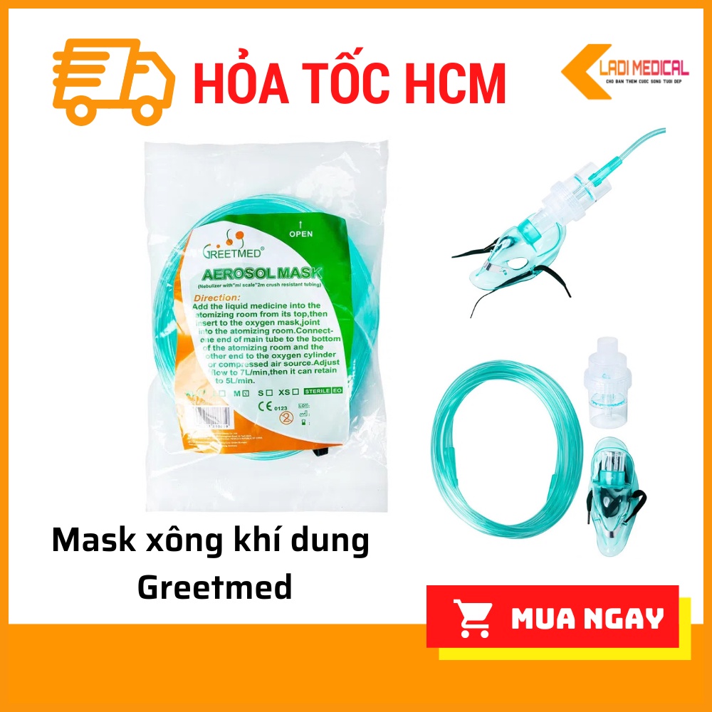 Mask xông khí dung, mặt nạ xông khí dung Greetmed phụ kiện máy xông mũi