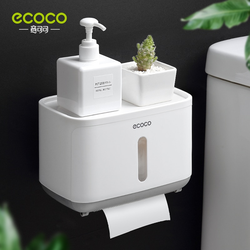 Hộp đựng cuộn khăn giấy ECOCO không cần khoan chống thấm nước tiện dụng cho phòng tắm