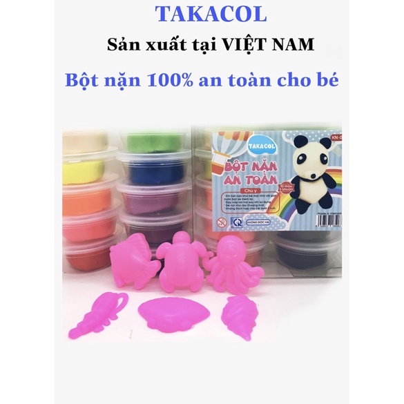 Bột nặn an toàn TAKACOL 10 hộp màu có khuôn theo chủ đề KN-09