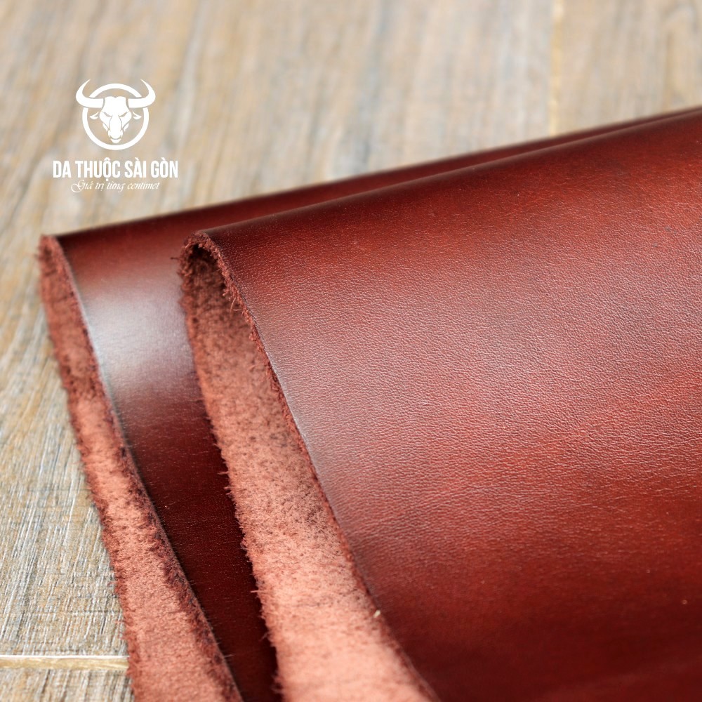 10 Pia da bò Pull Mill cao cấp màu nâu đỏ thương hiệu Da Thuộc Sài Gòn - Mua da bò làm túi xách