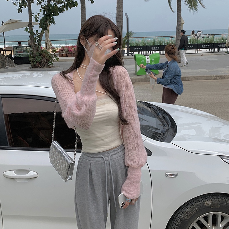 C&m Áo Cardigan Dệt Kim Lụa Lạnh Mỏng Tay Dài Dáng Rộng Chống Nắng Mùa Hè Màu Trắng