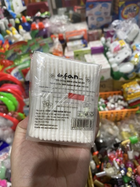 Lốc 12 gói tăm bông 100% cotton dr.fan