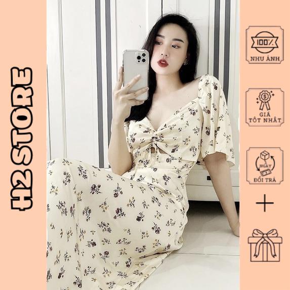 Váy maxi hoa nhí cúp ngực be đan dây