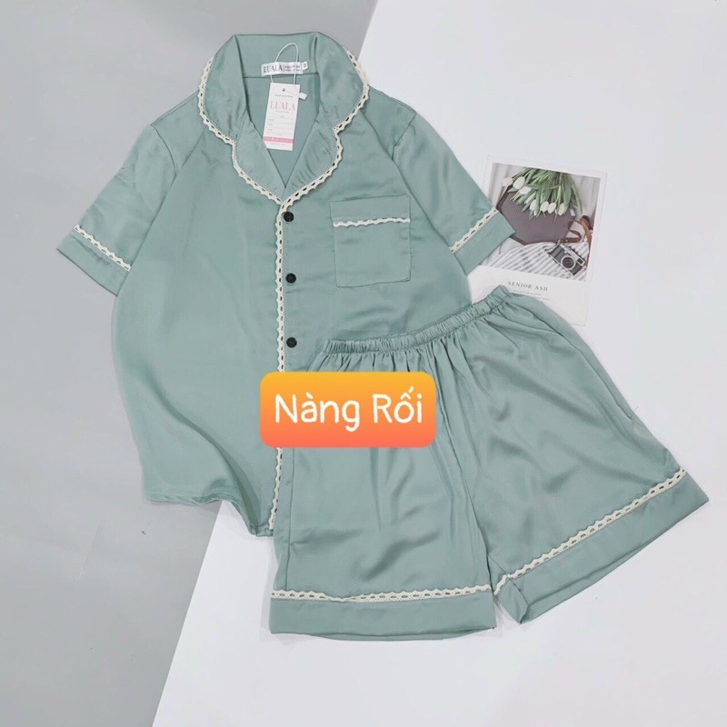 Bộ Lụa Cộc Tay Quần Đùi Chất Tằm Thái Phối Ren Siêu Phẩm | BigBuy360 - bigbuy360.vn