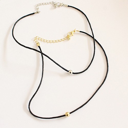 Vòng cổ choker giả da phối hạt thời trang