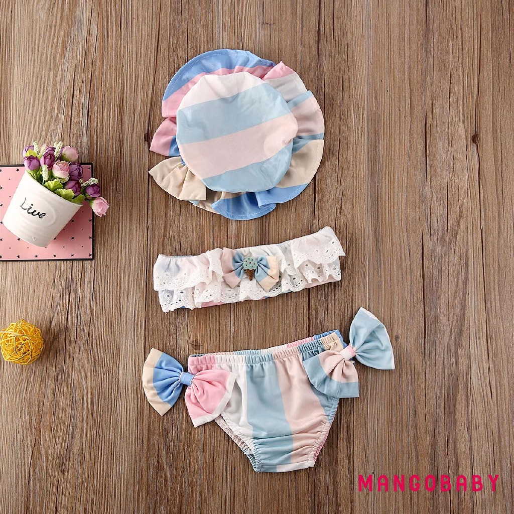 Bộ Bikini 3 Mảnh Họa Tiết Hoa Cho Bé 0-24 Tháng Tuổi