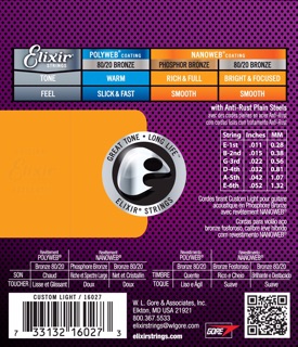 DÂY ĐÀN ACOUSTIC ELIXIR PHOSPHOR BRONZE 11-52 USA