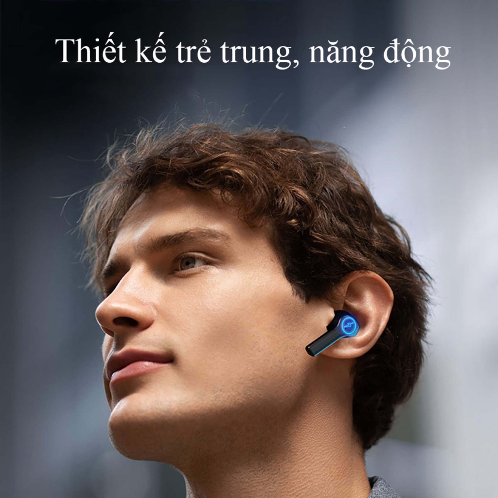 Tai Nghe Bluetooth TWS-02 Bass Mạnh, Có Mic - Tai Nghe Không Dây Cảm Ứng, Có Đèn Led, Pin Trâu, Độ Trễ Thấp