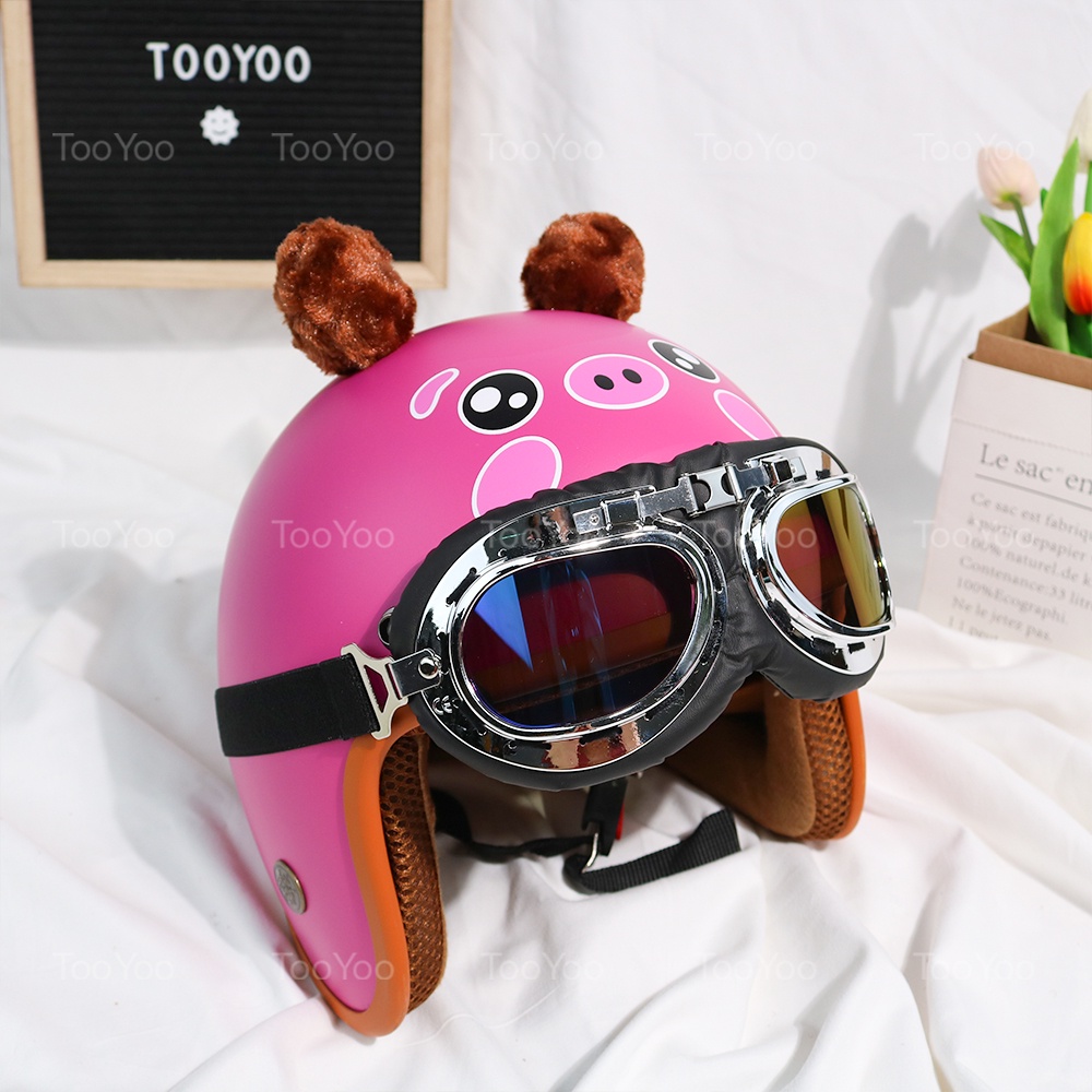 Mũ bảo hiểm 3/4 HEO HỒNG có tai dễ thương cute TooYoo TY0210