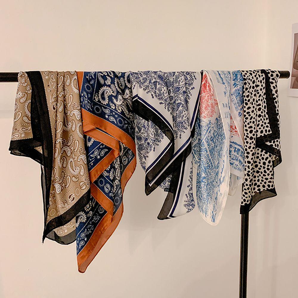 Khăn Quàng Cổ Vuông 15H In Họa Tiết Hoa / Chấm Bi Thanh Lịch Cho Nữ