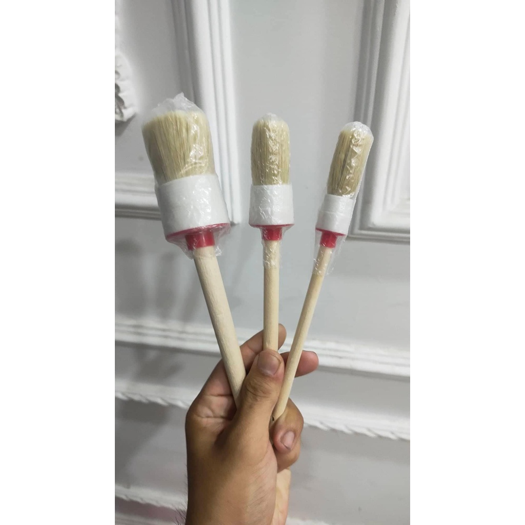 Bộ cọ rửa xe lông heo cán gổ 3 cây