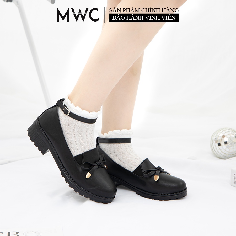 Giày MWC 9605 - Giày Oxford Đế 3CM, Oxford Da Đính Nơ Quai Cài Phong Cách Ulzzang Hàn Quốc