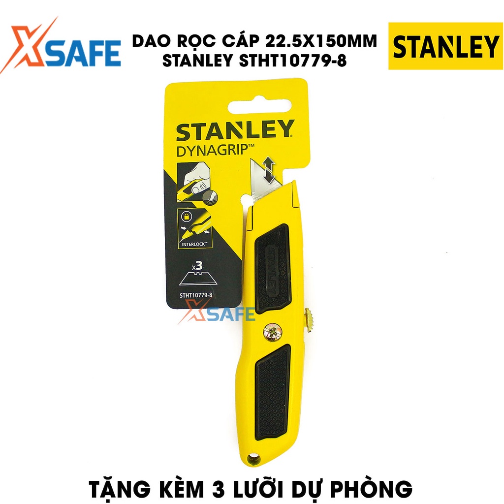 Dao rọc cáp cán nhôm STANLEY STHT10779-8 22.5x150mm, lưỡi dao hợp kim thép, tay nắm bọc cao su độ bám cao