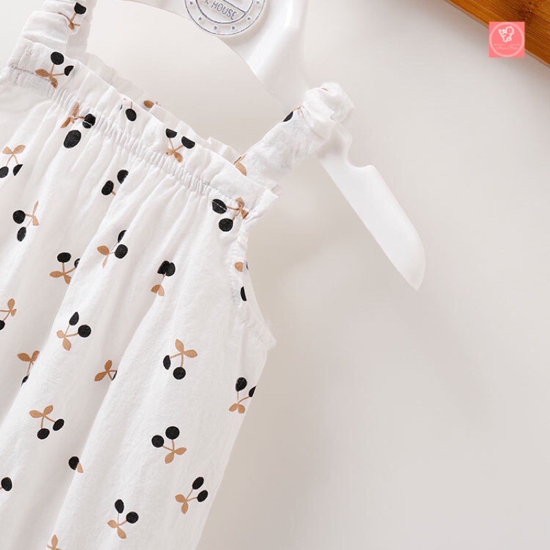 [4 MÀU] Áo Liền Quần 2 Dây Kèm Mũ Hoạ Tiết Xinh Xắn