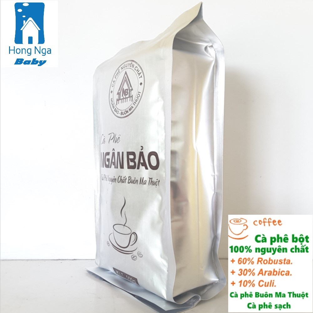 Cà phê bột nguyên chất Ngân Bảo (Túi 500g) - Cà phê Buôn Ma Thuột 100% nguyên chất