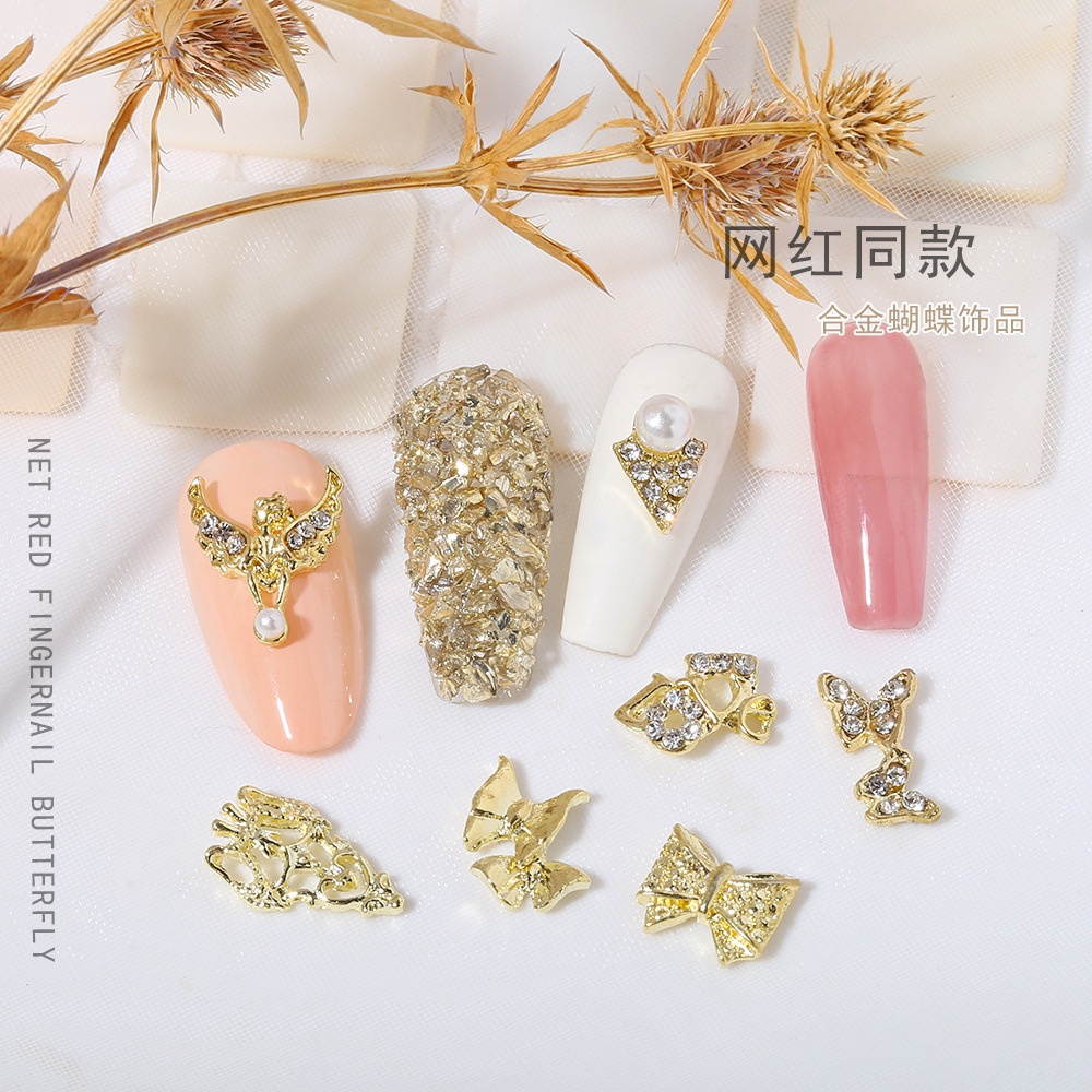 Phụ kiện hình nơ đính đá 3D trang trí móng tay nghệ thuật xinh xắn