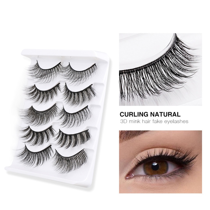 Set 5 Cặp Lông Mi Giả Đa Năng Trang Điểm Mắt Mèo Thân Thiện Với Môi Trường