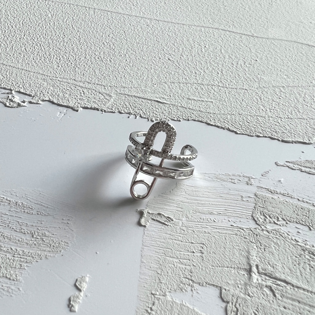 Nhẫn hở đeo khớp ngón tay hình ghim băng đính đá pha lê 19a1488 thời trang