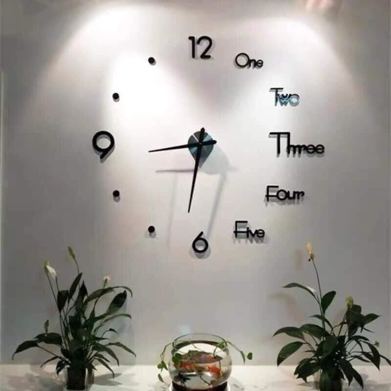 Đồng hồ dán tường 3D cỡ lớn đồng hồ treo tường trang trí decor phòng cao cấp