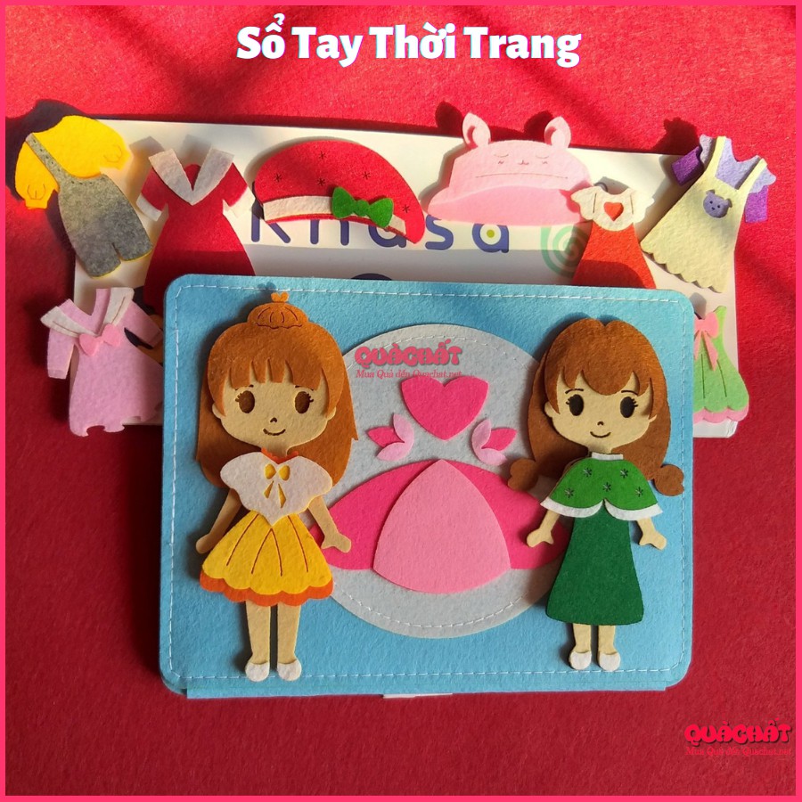 Đồ chơi búp bê sổ tay thiết kế thời trang 2 búp bê, 2 mũ thời trang và 8 bộ trang phục 4 mùa làm quà 1 6, sinh nhật