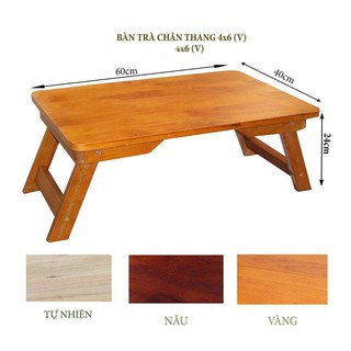 Bàn Ngồi Bệt Gỗ Cao Su Mặt Chữ Nhật Chân Mâm 40cm x 60cm