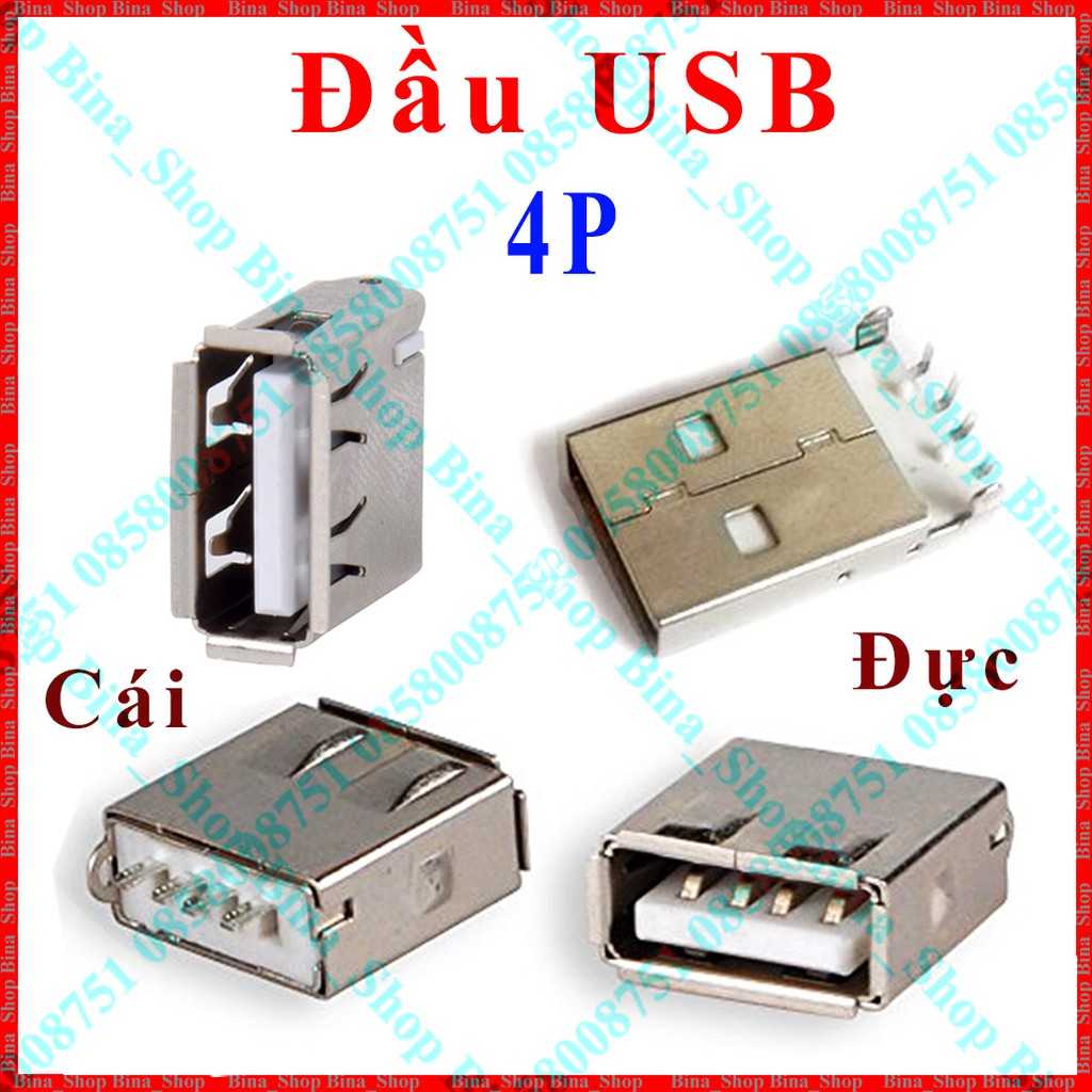 Đầu USB 2.0 4pin đực cái tự chọn