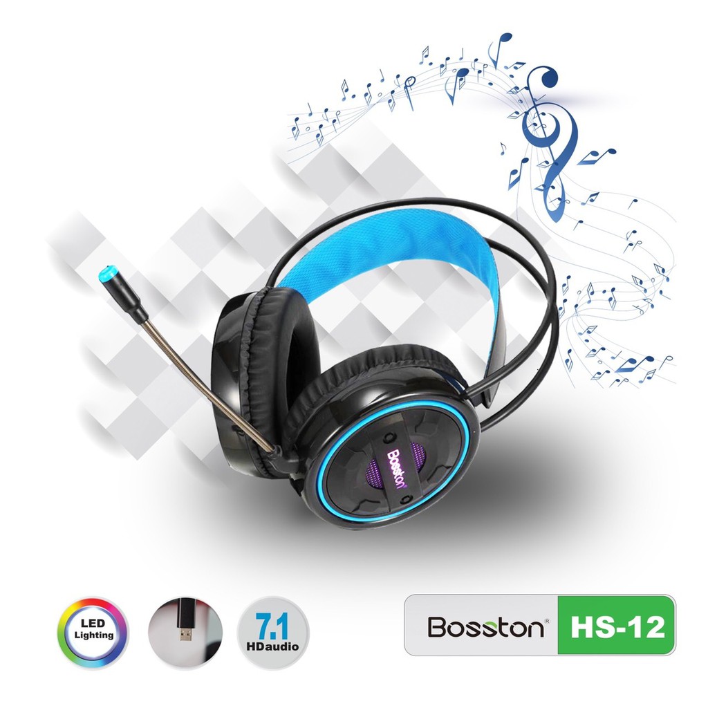 Tai nghe BOSSTON HS-12 LED 7.1 chuyên dùng cho Gaming Chính hãng bảo hành 12 tháng 1 đổi 1 | BigBuy360 - bigbuy360.vn