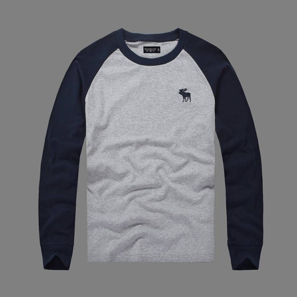 Áo thun tay dài phối tay Abercrombie Gray new [ 100% cotton bông xịn ]