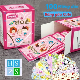Băng y tế cá nhân Cute (Hộp 100 miếng) dán vết thương chống nước và tiệt trùng hình thú dễ thương cho bé