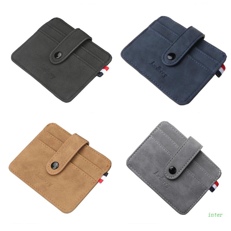 Ví Da Mỏng Đựng Thẻ Tín Dụng / Danh Thiếp Có Nút Gài Phong Cách Retro Cho Nam