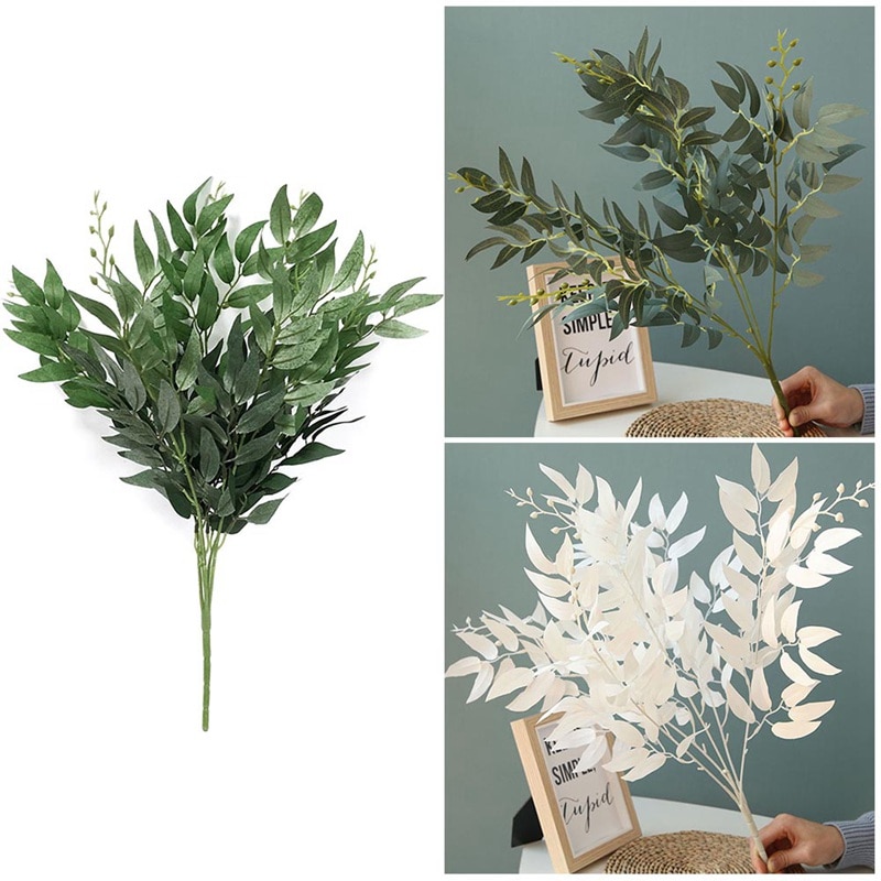 Artificial Flower Plant Wedding Bouquet Silk Willow Leaf Green Home Decor