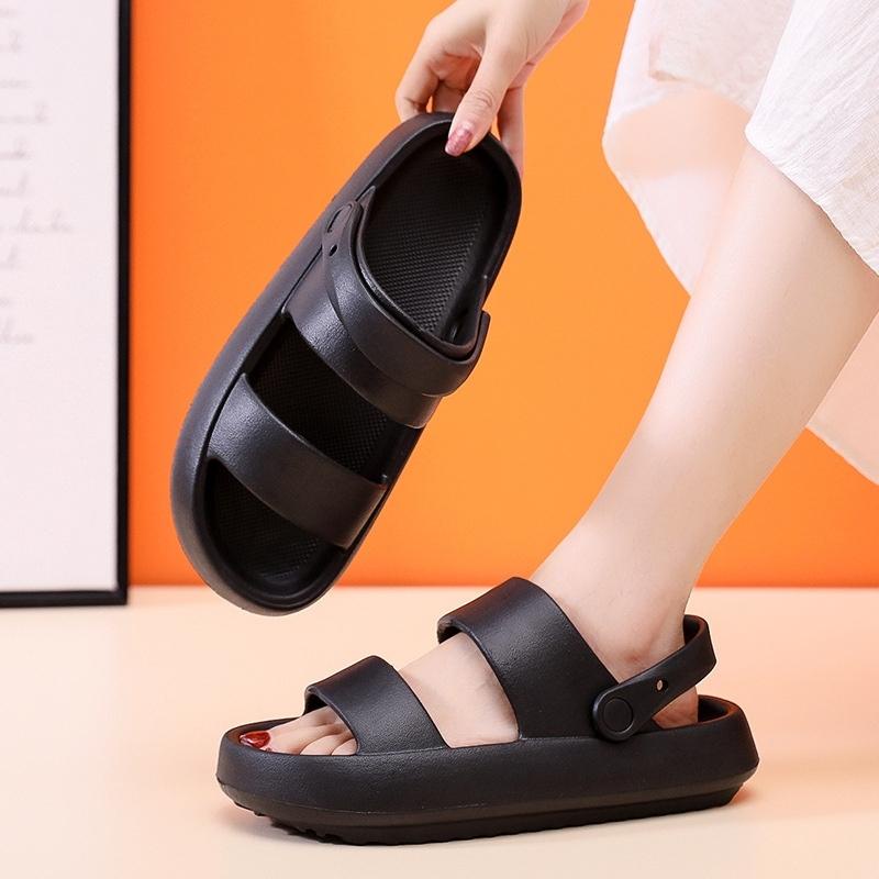 Dép nữ, nam , dép bánh mì Sandal đế cao quai hậu 2 màu đen trắng size kép 36-43