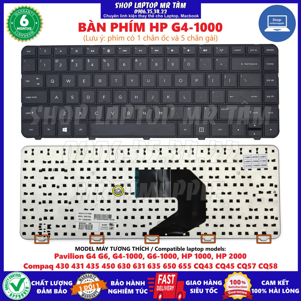 (KEYBOARD) BÀN PHÍM LAPTOP HP G4 / CQ43 dùng cho Pavilion G4 G6, G4-1000, G6-1000, HP 1000, HP 2000