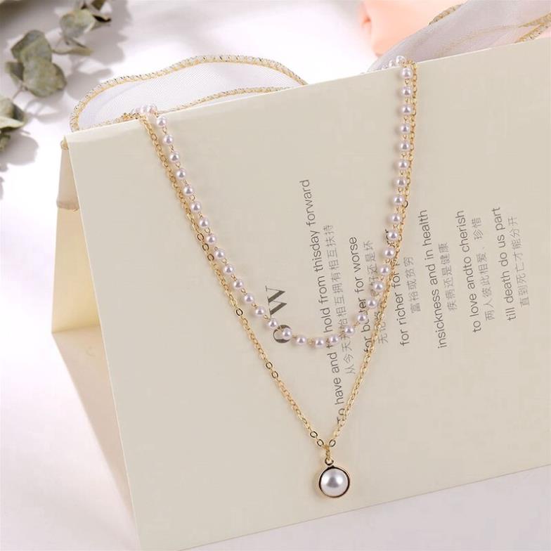 Dây Chuyền Mặt Tròn Hợp Kim Nhiều Lớp Hạt Ngọc Trai Nhân Tạo Đồng Xu Phong Cách Hàn Quốc Thời Trang Cho Nữ