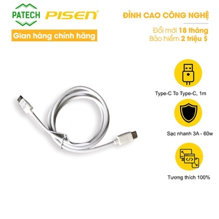 Cáp PISEN Quick Dual Type-C 3A 60W Data 1000mm (TC38-1000) – Hàng chính hãng