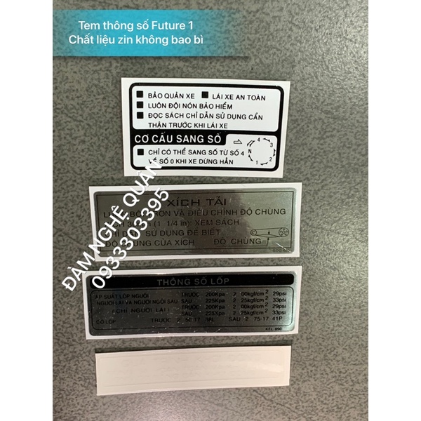 Bộ tem thông số Future 1 chất liệu zin, không có bao bì loại tốt mới 100% 💰 200,000 VND / 1 bộ y hình