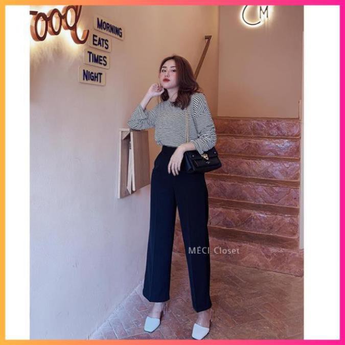 Quần Culottes Nữ Quần suông ống rộng khóa hông cạp cao màu ĐEN | TRẮNG | BE Ulzzang SIÊU HOT ⚜ ˇ