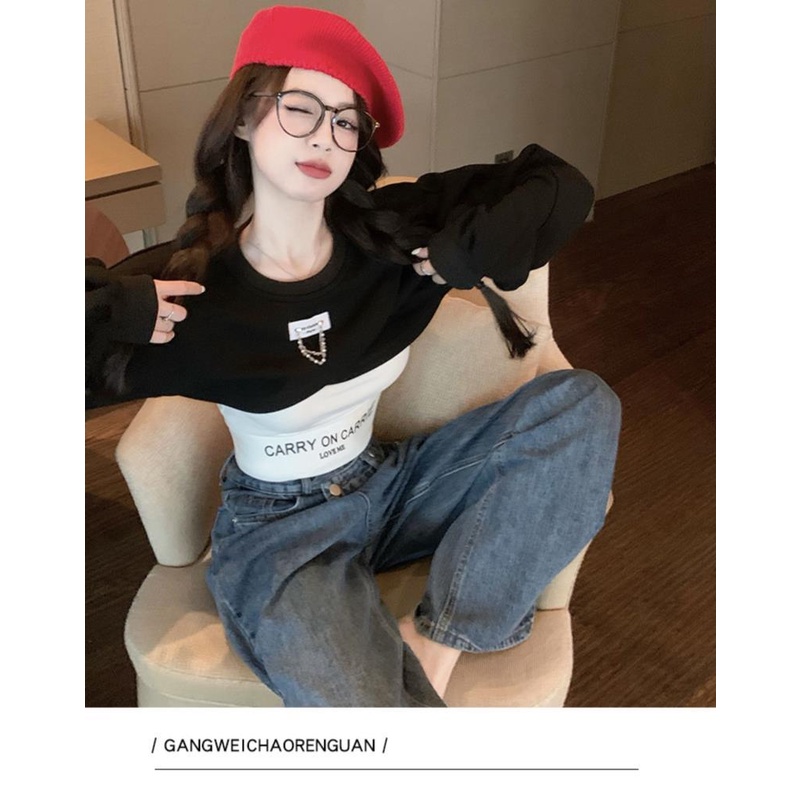 COZOK Bộ Áo Sweater 2 Món Dáng Ngắn Thiết Kế Lệch Tà Thời Trang Cho Nữ