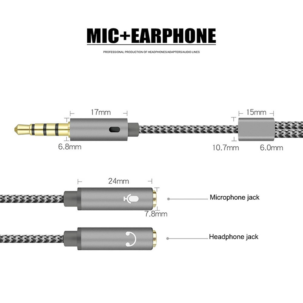 Dây cáp chia chữ Y từ 1 đầu đực sang 2 đầu cái 3.5 mm dành cho tai nghe micro