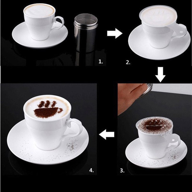(Hàng Mới Về) Set 16 Khuôn Tạo Hình Trang Trí Cà Phê Tiện Dụng