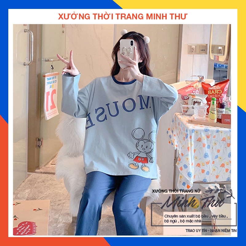 ◕Bộ bầu - sau sinh chất liệu cotton mềm- mặc nhà thời trang ( mickey-ÁO CH LỚN QDTD MS-014 )